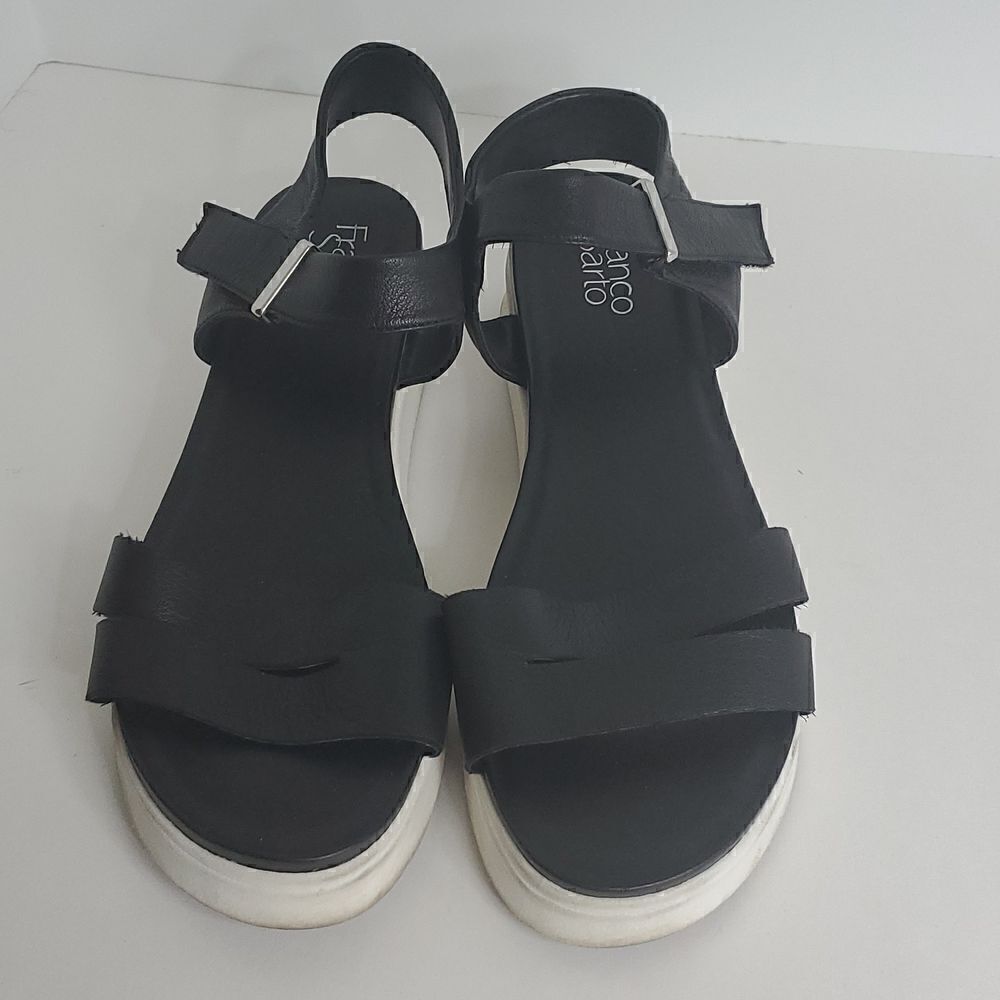 Franco Sarto Essie Platform Sandals Black Leather Size 11M